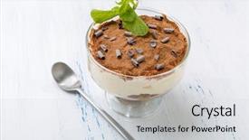  Presentation with tiramisu - Slide set featuring self-made italian tiramisu dessert background and a light gray colored foreground