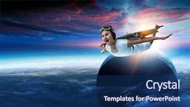  Presentation with aircraft - Audience pleasing presentation theme consisting of self-made plane wing backdrop and a ocean colored foreground