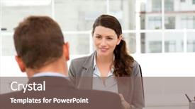  Presentation with office management - Slide set featuring self management - attractive female manager background and a violet colored foreground