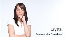  Presentation with self - Cool new presentation theme with self management - young woman backdrop and a cool aqua colored foreground