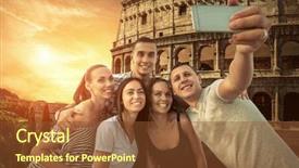  Presentation with world travel - Beautiful slide deck featuring self of group friends on the one of the most popular travel place in world - roman coliseum backdrop and a tawny brown colored foreground