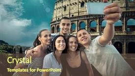  Presentation with world travel - Beautiful slide deck featuring self of group friends on the one of the most popular travel place in world - roman coliseum backdrop and a tawny brown colored foreground
