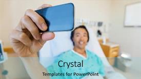  Presentation with nurse a male patient - Beautiful presentation design featuring self portrait through mobile phone backdrop and a light blue colored foreground
