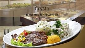  Presentation with food service - Colorful presentation enhanced with self service food backdrop and a coral colored foreground