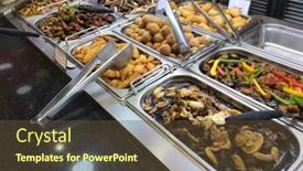  Presentation with food service - Cool new presentation theme with self-service-restaurant-buffet-food backdrop and a tawny brown colored foreground