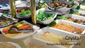  Presentation with self - Slides featuring self service restaurant background and a coral colored foreground