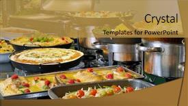  Presentation with self - Presentation design featuring self service restaurant background and a gold colored foreground