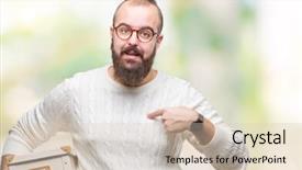  Presentation with glasses - Presentation theme featuring self storage - young hipster man wearing glasses background and a lemonade colored foreground