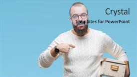  Presentation with elegant man in glasses optics - PPT theme consisting of self storage - young hipster man wearing glasses background and a light blue colored foreground