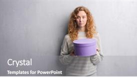  Presentation with grey - Audience pleasing slide deck consisting of self storage - young redhead woman over grey backdrop and a  colored foreground