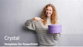  Presentation with grey - Beautiful presentation theme featuring self storage - young redhead woman over grey backdrop and a gray colored foreground