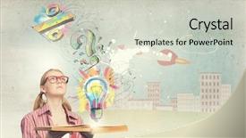  Presentation with story book - Presentation design having self story - young funny girl with opened background and a  colored foreground