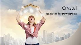  Presentation with open book magic lights - Presentation theme having self story - young funny girl with opened background and a  colored foreground