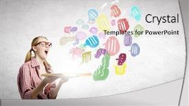  Presentation with story book - Amazing slides having self story - young funny girl with opened backdrop and a  colored foreground