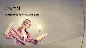  Presentation with book wide open - PPT layouts with self story - young funny girl with opened background and a  colored foreground