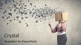  Presentation with book - Presentation theme consisting of self story - young funny girl with opened background and a  colored foreground