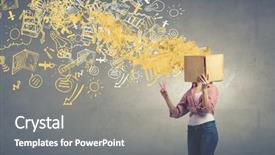  Presentation with book wide open - Beautiful PPT theme featuring self story - young funny girl with opened backdrop and a  colored foreground