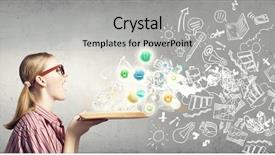  Presentation with open book magic lights - Amazing slides having self story - young funny girl with opened backdrop and a  colored foreground