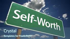  Presentation with self - Cool new slide set with self-worth road sign backdrop and a ocean colored foreground