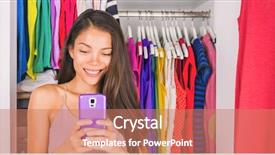  Presentation with smartphone app - Cool new slide deck with selfie asian girl taking photo backdrop and a coral colored foreground