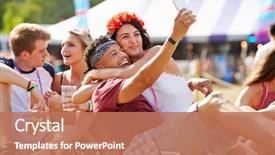  Presentation with festival music - Amazing presentation theme having selfie at a music festival backdrop and a coral colored foreground