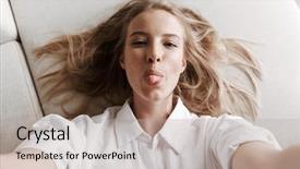  Presentation with funny - Slide set featuring selfie by camera showing tongue background and a mint green colored foreground