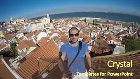  Presentation with tourism selfie - Theme enhanced with selfie in alfama lisbon background and a tawny brown colored foreground