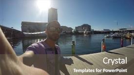  Presentation with sydney - Theme featuring selfie in darling harbour sydney background and a gray colored foreground