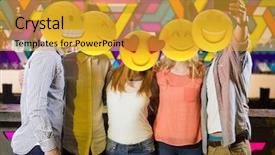 Presentation with heads - Amazing presentation design having selfie in the party emoji backdrop and a gold colored foreground