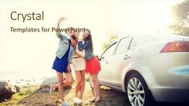  Presentation with girls trip - Theme consisting of selfie near car at seaside background and a cream colored foreground