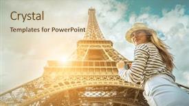  Presentation with woman world - Presentation design with touristic place in the world background and a lemonade colored foreground