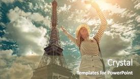  Presentation with woman world - Cool new presentation design with touristic place in the world backdrop and a violet colored foreground