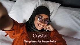  Presentation with hijab - Presentation theme featuring selfie-of-beautiful-smiling-woman background and a tawny brown colored foreground