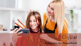  Presentation with selfie - Colorful presentation enhanced with selfie-of-beautiful-young-model backdrop and a red colored foreground