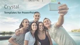  Presentation with happiness - Slide deck with selfie of grop happiness friends under sunlight background and a lemonade colored foreground