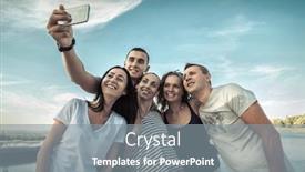  Presentation with happiness - Audience pleasing slide set consisting of selfie of grop happiness friends under sunlight backdrop and a gray colored foreground