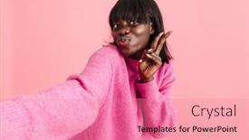  Presentation with selfie - PPT theme consisting of selfie-of-young-beautiful-african background and a coral colored foreground