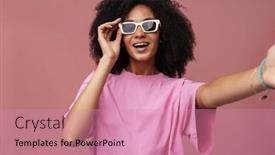  Presentation with selfie - Presentation theme with selfie-of-young-beautiful-smiling background and a coral colored foreground