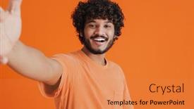  Presentation with selfie - Presentation theme consisting of selfie-of-young-smiling-handsome background and a gold colored foreground