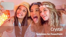  Presentation with take a trip - Slides having selfie on a summers day background and a red colored foreground