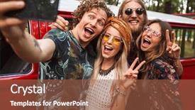  Presentation with vintage women - Presentation having selfie on mobile phone near background and a tawny brown colored foreground