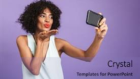  Presentation with african violet - Presentation theme consisting of selfie on smartphone and send background and a coral colored foreground