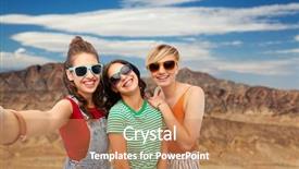  Presentation with tourism selfie - PPT theme featuring selfie over grand canyon nation background and a coral colored foreground