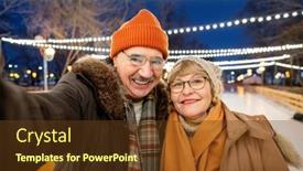  Presentation with ice rink - PPT theme with selfie-portrait-of-mature-happy background and a tawny brown colored foreground