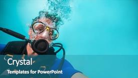  Presentation with sky diving man falling - Presentation theme consisting of selfie underwater sport and leasure background and a teal colored foreground