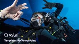  Presentation with divers - Presentation design featuring selfie underwater sport and leasure background and a wine colored foreground