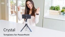  Presentation with video opening - Amazing slide set having selfie video with smartphone webcam backdrop and a white colored foreground