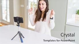  Presentation with recording - Slide deck featuring selfie video with smartphone webcam background and a sky blue colored foreground