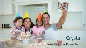  Presentation with doctor taking care of family - Audience pleasing presentation consisting of selfie while celebrating a birthday backdrop and a  colored foreground