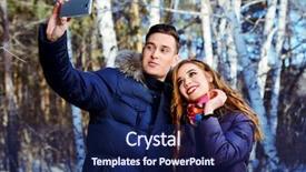  Presentation with people helping each teamwork couple - Audience pleasing PPT theme consisting of selfie winter fashion down jacket backdrop and a navy blue colored foreground